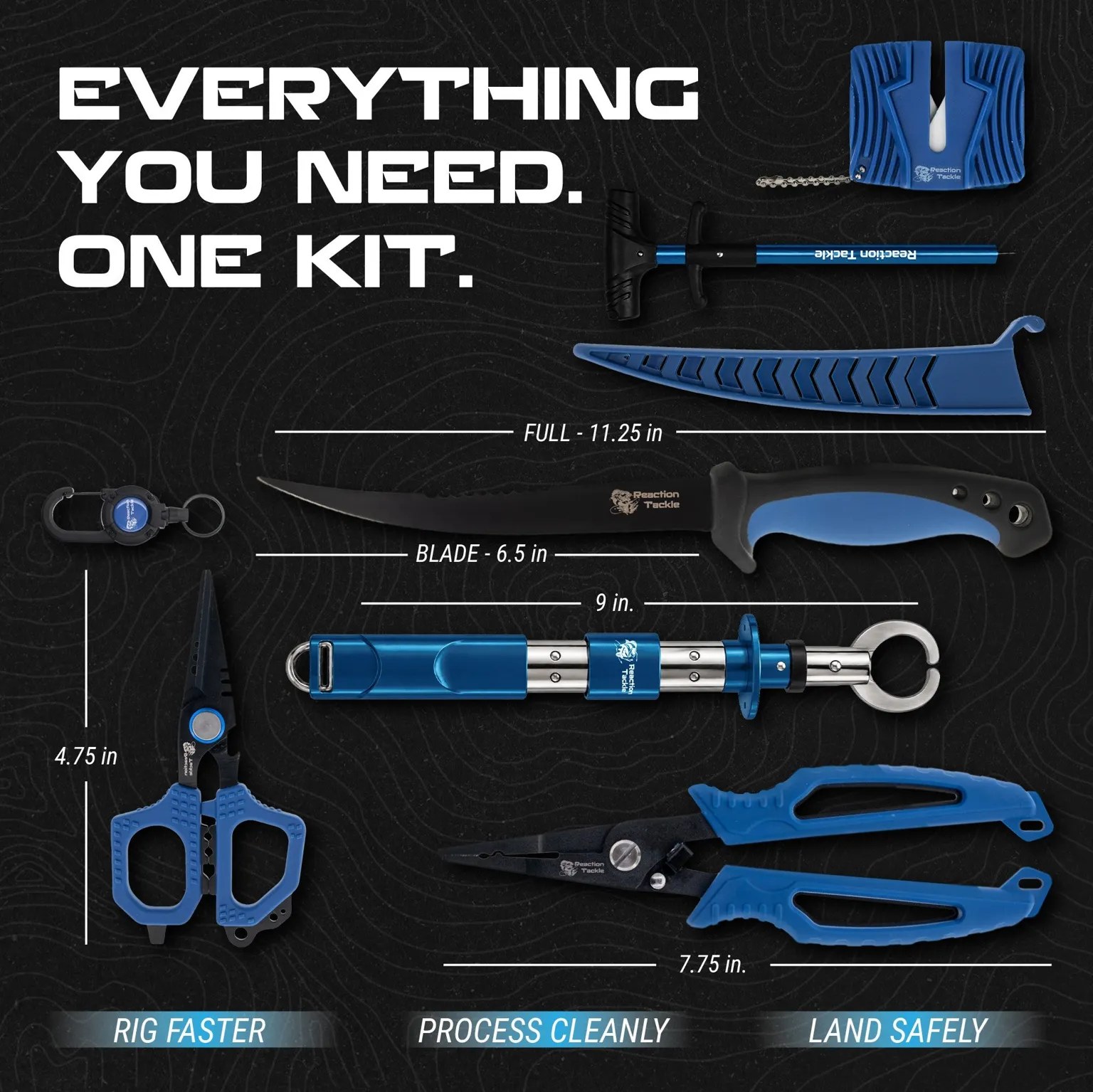 Reaction Tackle 7-Piece Fishing Tool Kits, Saltwater & Freshwater Gear - NEW